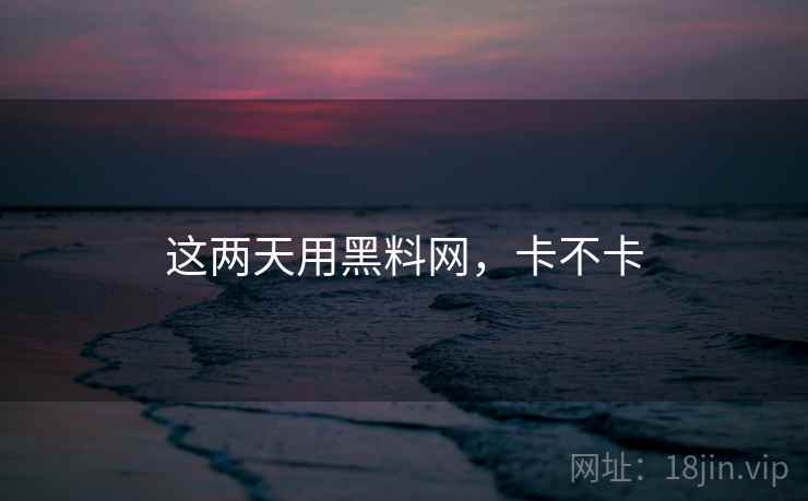 这两天用黑料网，卡不卡  第1张